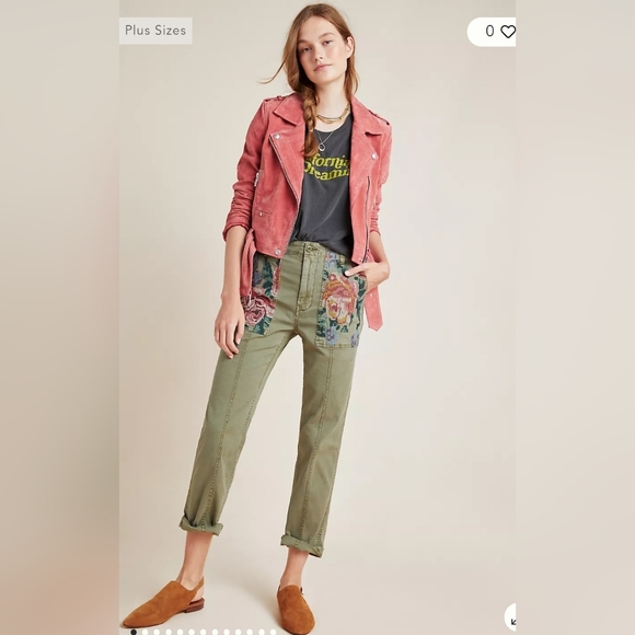 ❤ ANTHROPOLOGIE HIGH RISE STRAIGHT EMBROIDERED RELAXED TROUSERS / PANTS, 4 (27) - Picture 3 of 15